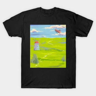 Flying over the green meadow T-Shirt